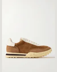 Visvim Hospoa Sneakers aus Veloursleder mit Lederbesatz und Fransen Braun