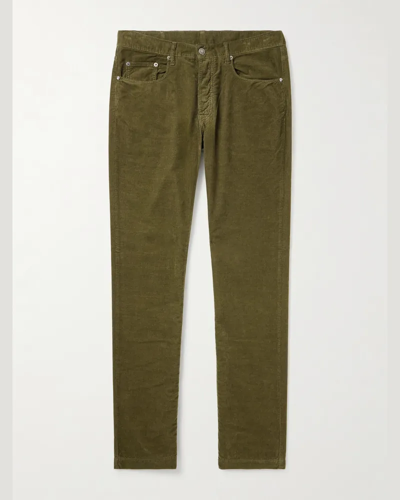 Massimo Alba Schmal und gerade geschnittene Hose aus Baumwollcord Grün