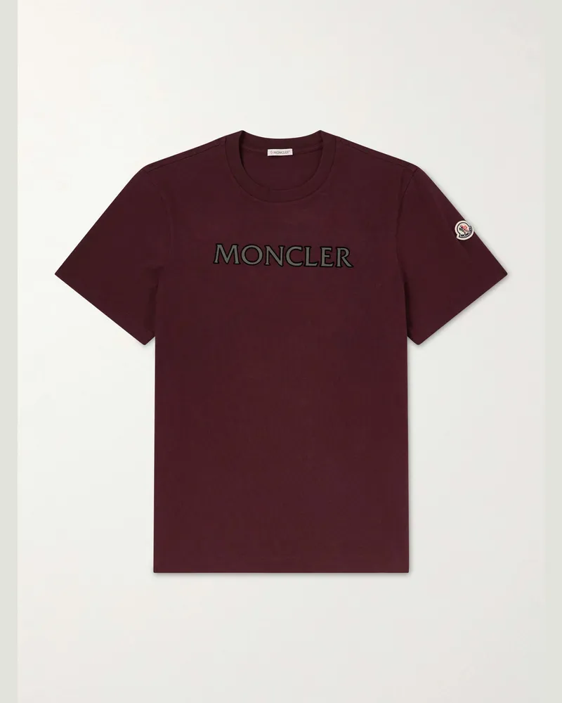 Moncler Logo-Print Cotton-Jersey T-shirt Burgundy