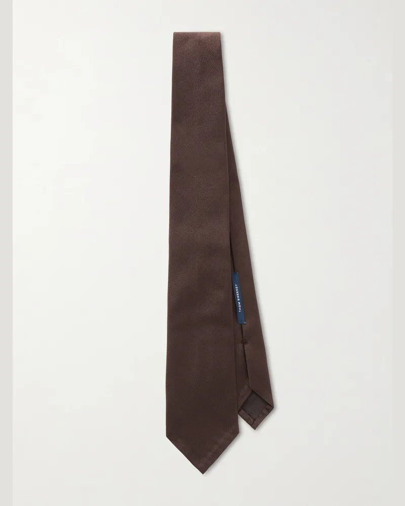 Thom Sweeney 8cm Silk-Twill Tie Brown