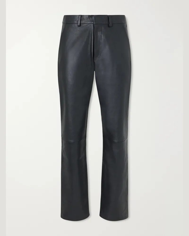 FourTwoFour on Fairfax Straight-Leg Panelled Leather Trousers Black