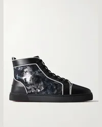 Christian Louboutin Louis High-Top-Sneakers aus Leder mit Metallic-Camouflage-Print Schwarz