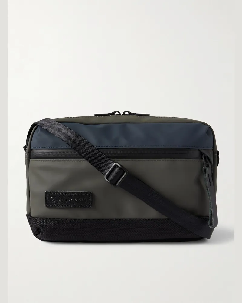 MASTER PIECE Slick Umhängetasche aus „CORDURA® Ballistic“-Nylon und Leder mit Logoapplikation Grau