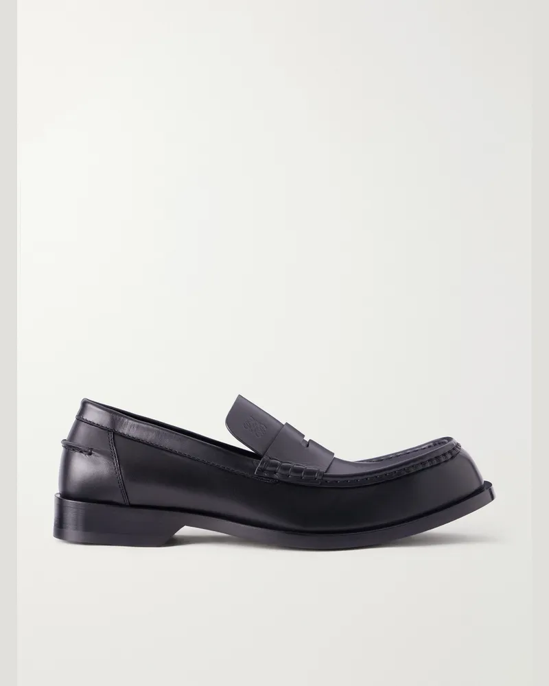 Loewe Bobine Anagram-Debossed Leather Loafers Black