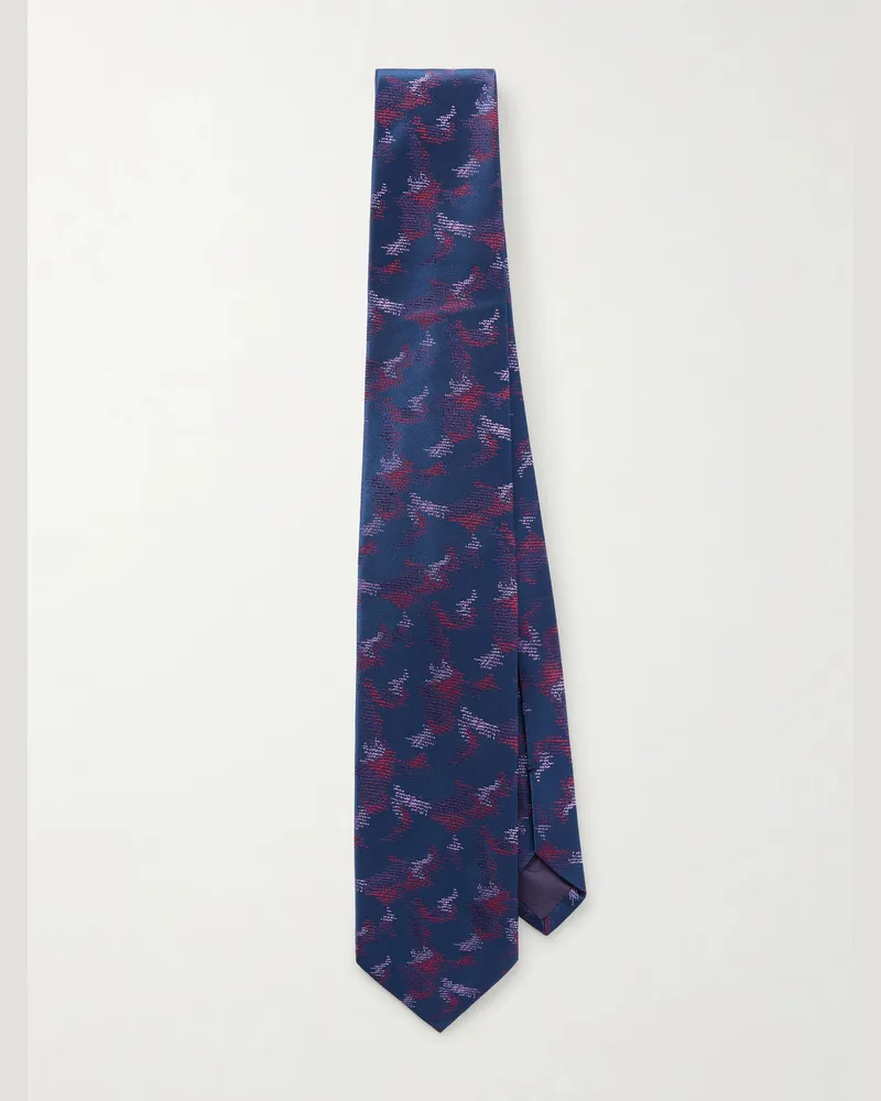 Charvet 8.5cm Silk-Jacquard Tie Blue