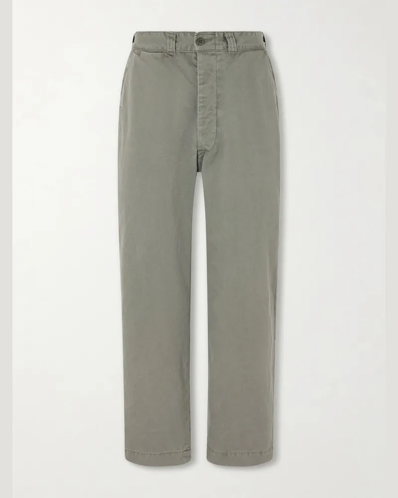 Remi Relief Straight-Leg Cotton Trousers Green