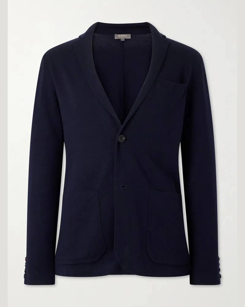 N.Peal Cashmere and Silk-Blend Cardigan Blue
