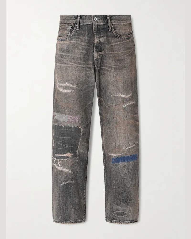 Neighborhood Savage Distressed Wide-Leg Jeans Black
