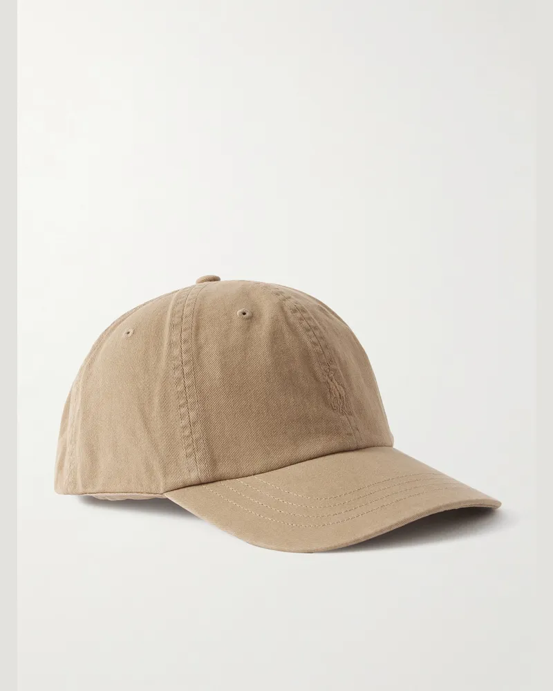 Ralph Lauren Logo-Embroidered Cotton-Twill Baseball Cap Neutrals
