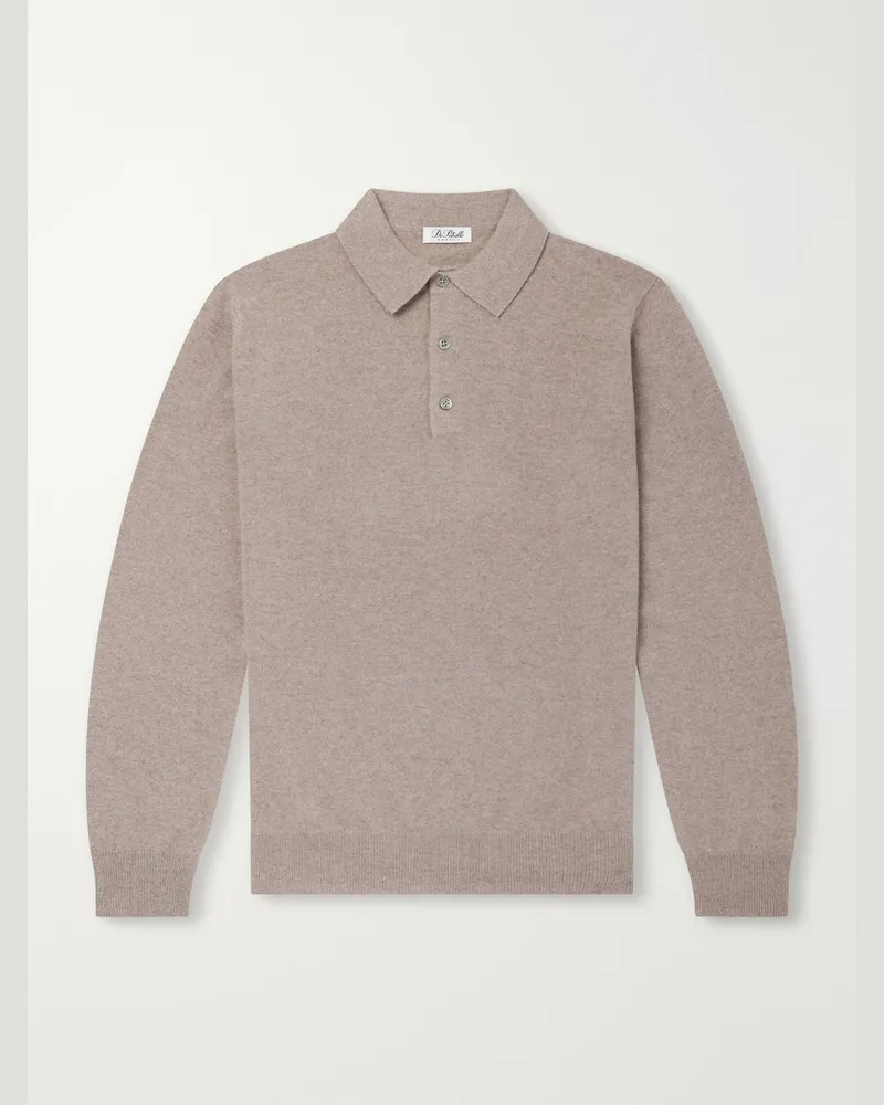 De Petrillo Merino Wool and Cashmere-Blend Polo Shirt Brown