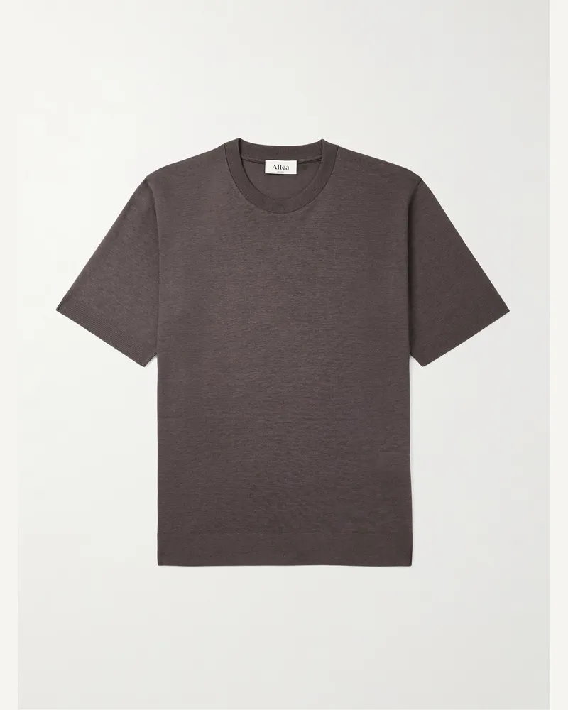 Altea Cecil Lyocell and Cotton-Blend Jersey T-Shirt Brown