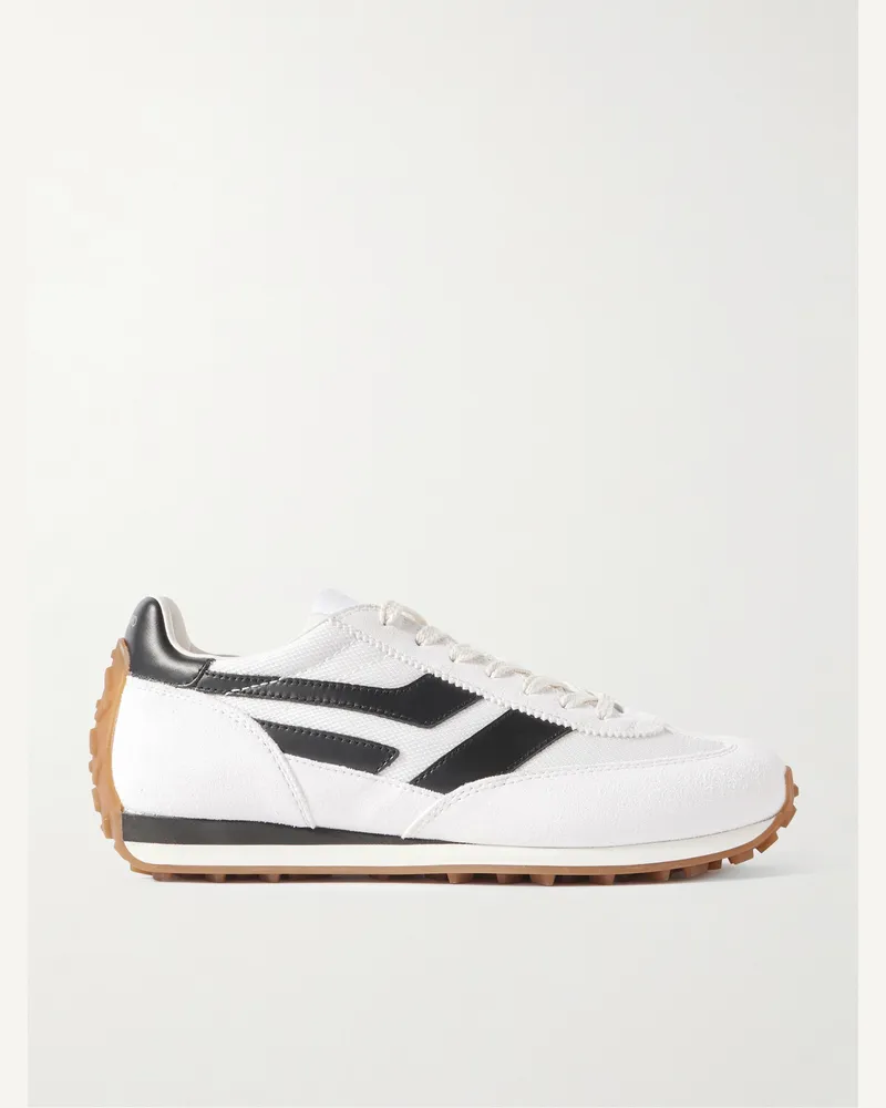 Tom Ford Mick Sneakers aus Veloursleder und Mesh mit Lederbesatz Weiß