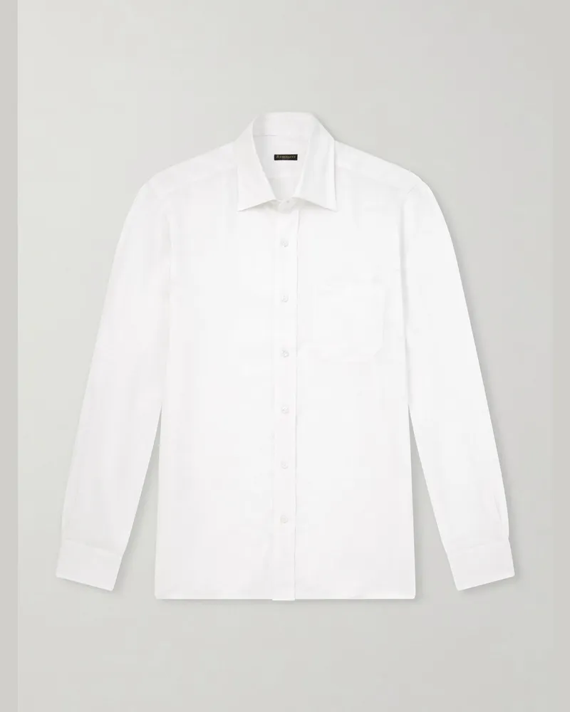 Rubinacci Hemd aus Leinen Weiß