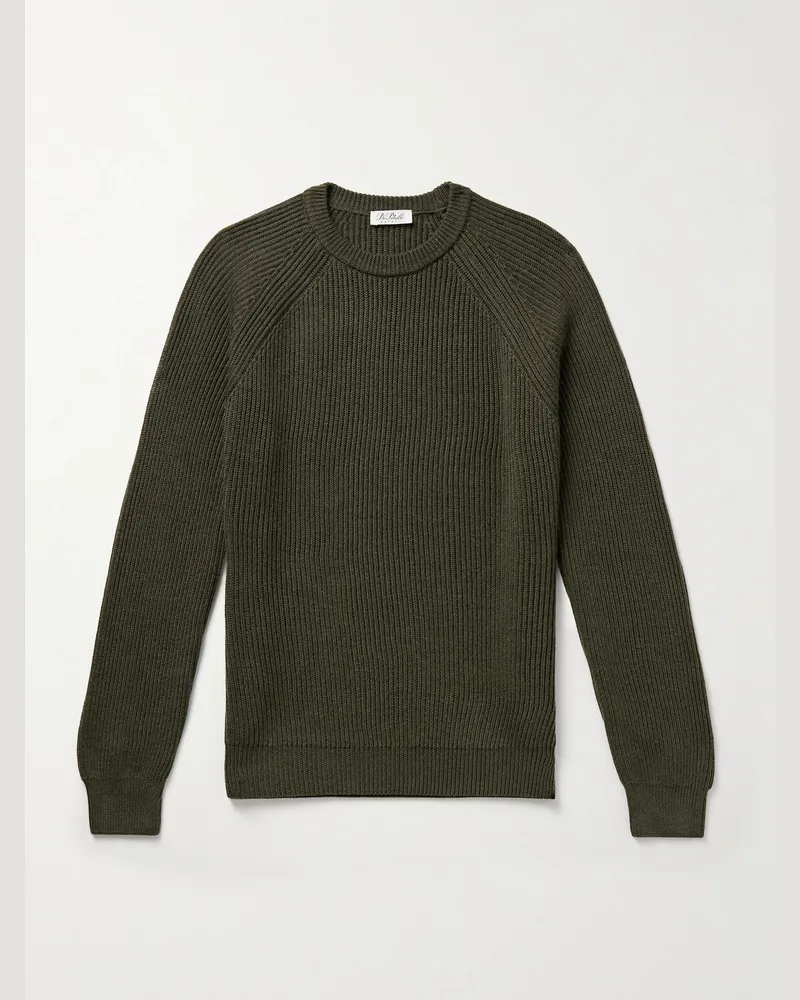 De Petrillo Pullover aus Schurwolle in Rippstrick Grün