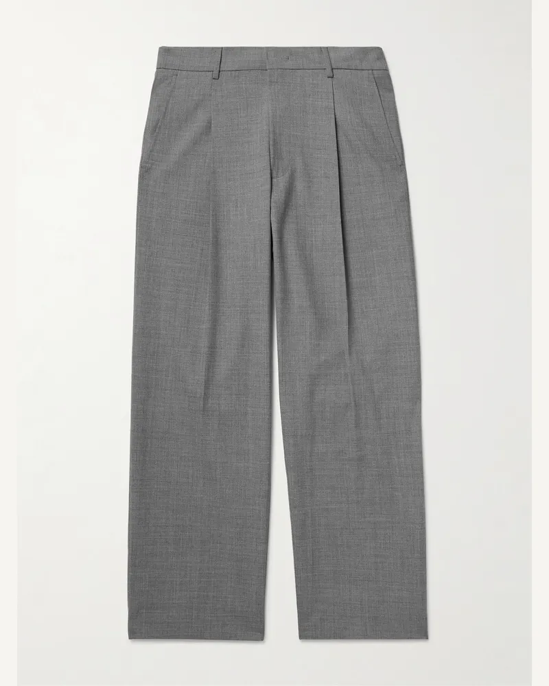 NN 07 Kay 10037 Wide-Leg Pleated Woven Trousers Gray