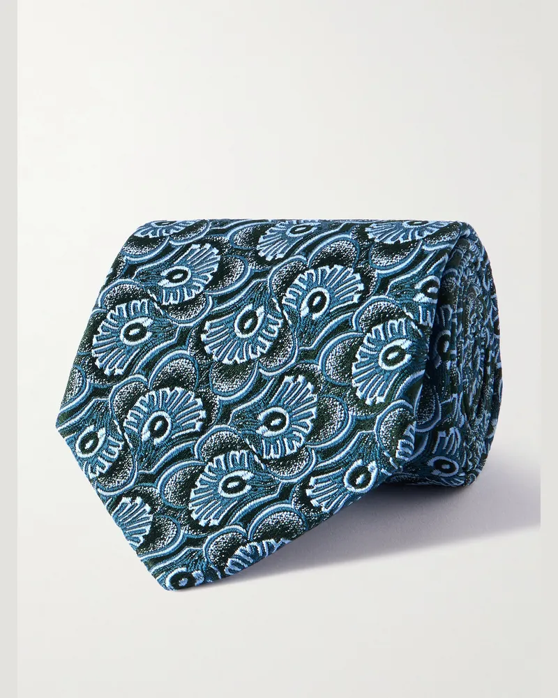 Charvet 8.5cm Silk-Jacquard Tie Blue