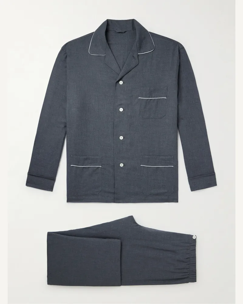 Thom Sweeney Pyjama aus Baumwoll-Twill Blau