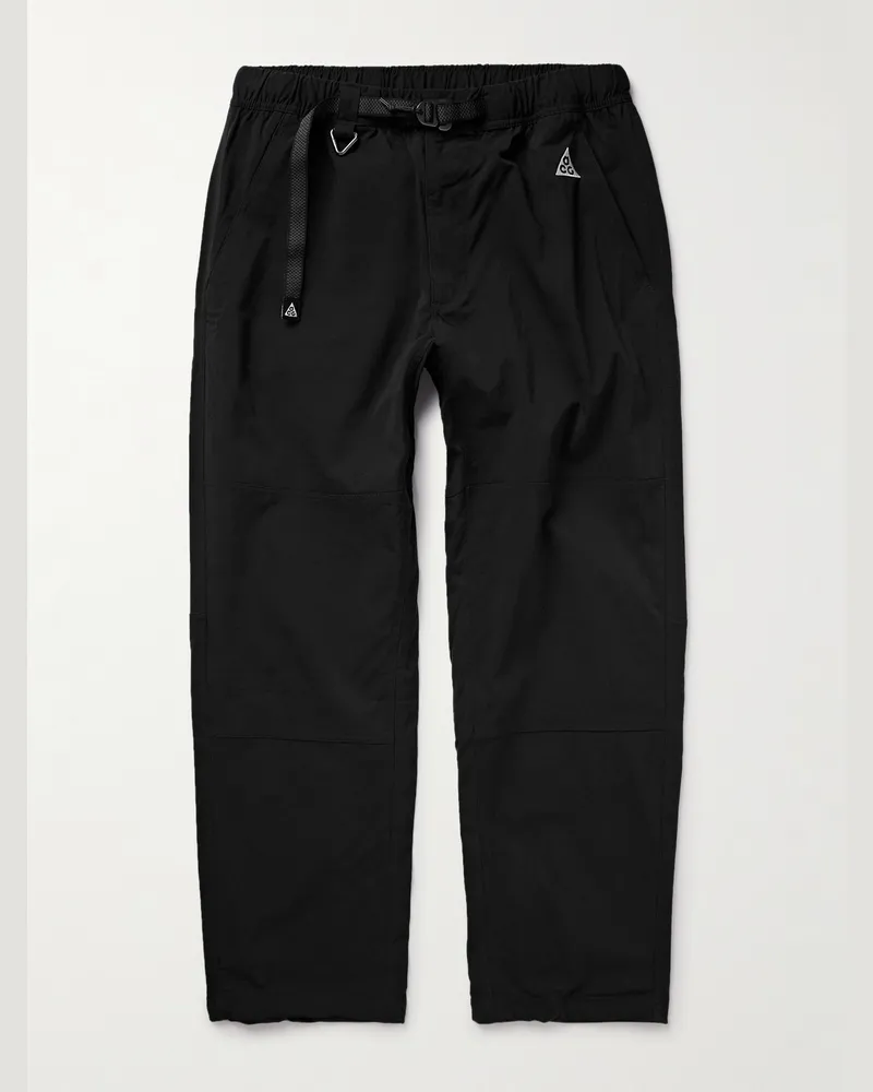 Nike ACG gerade geschnittene Hose aus Shell mit Logostickerei und Gürtel Schwarz