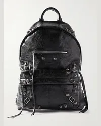 Balenciaga Le Cagole Rucksack aus Leder in Knitteroptik mit Nieten Schwarz