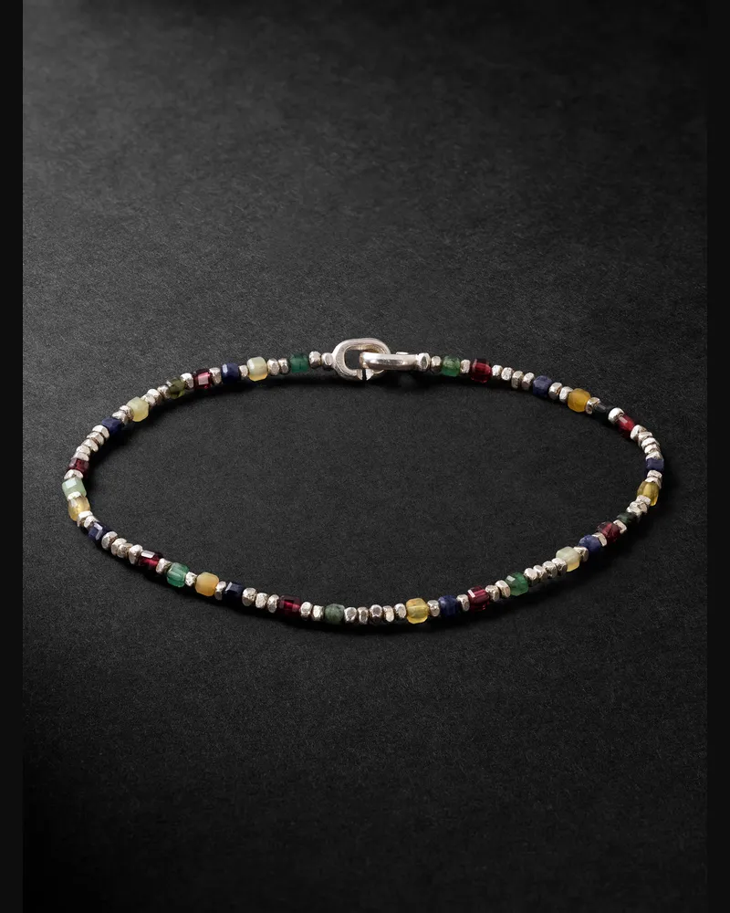 MAOR Percep Sterling Silver Agate Beaded Bracelet Silver