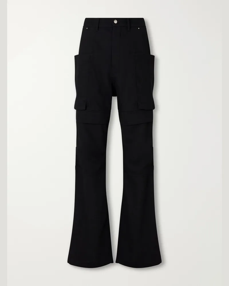 Rick Owens Stefan Flared Grain De Poudre Wool Cargo Trousers Brown