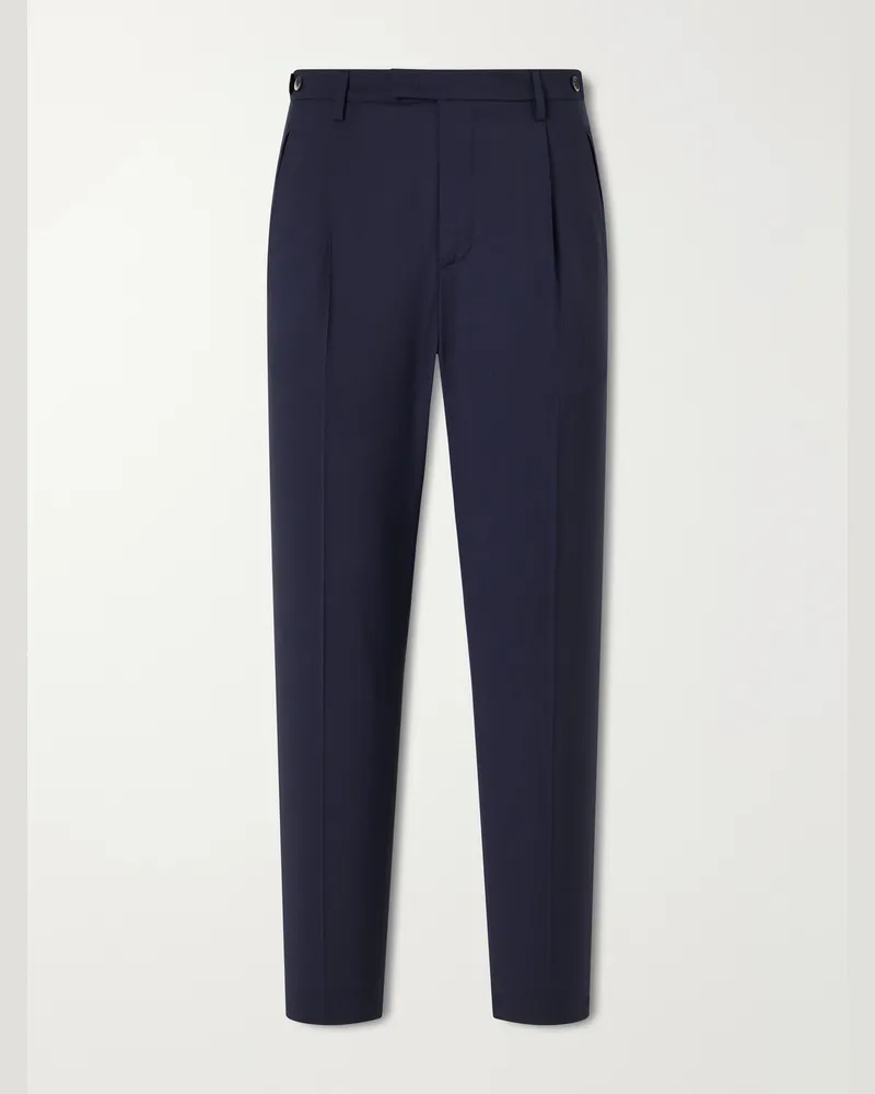 BARENA Straight-Leg Pleated Virgin Wool Suit Trousers Blue