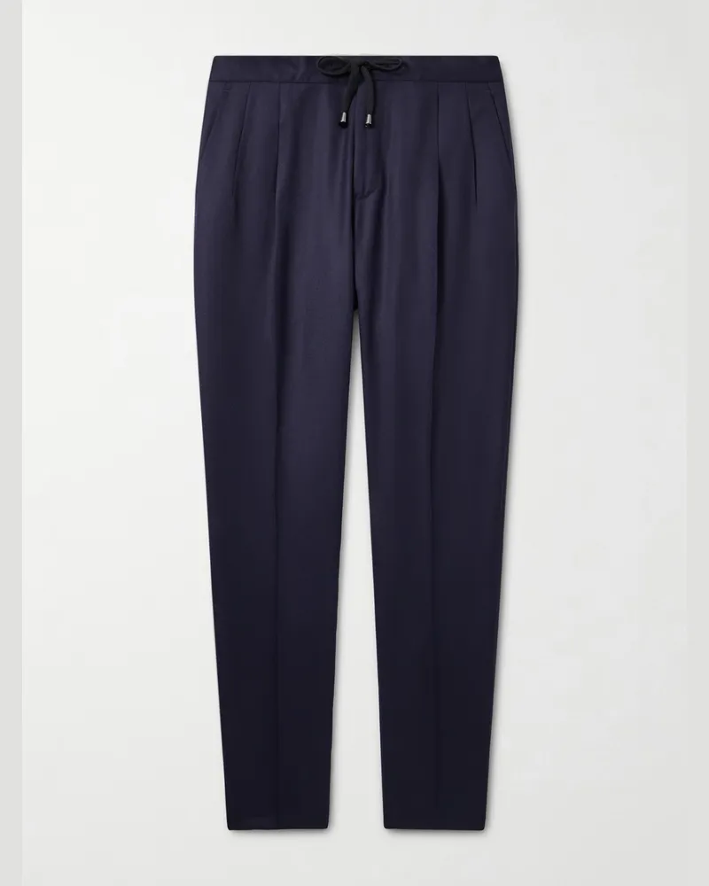 De Petrillo Gerade geschnittene Hose aus einer Wollmischung mit Kordelzugbund Blau