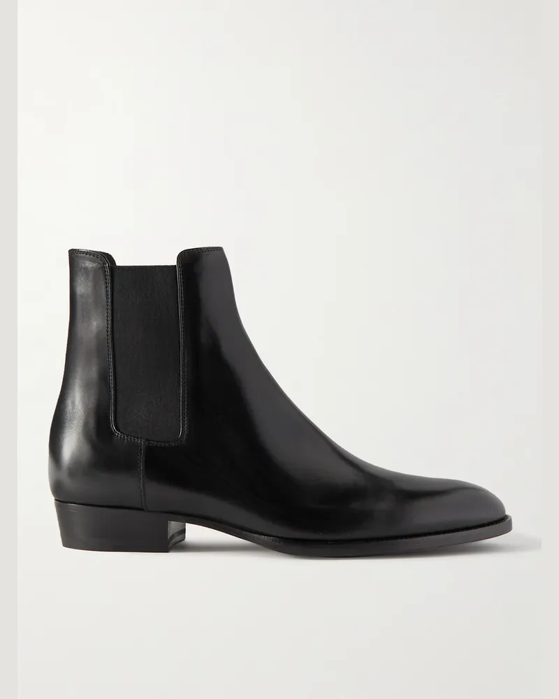 Saint Laurent Wyatt Leather Chelsea Boots Black