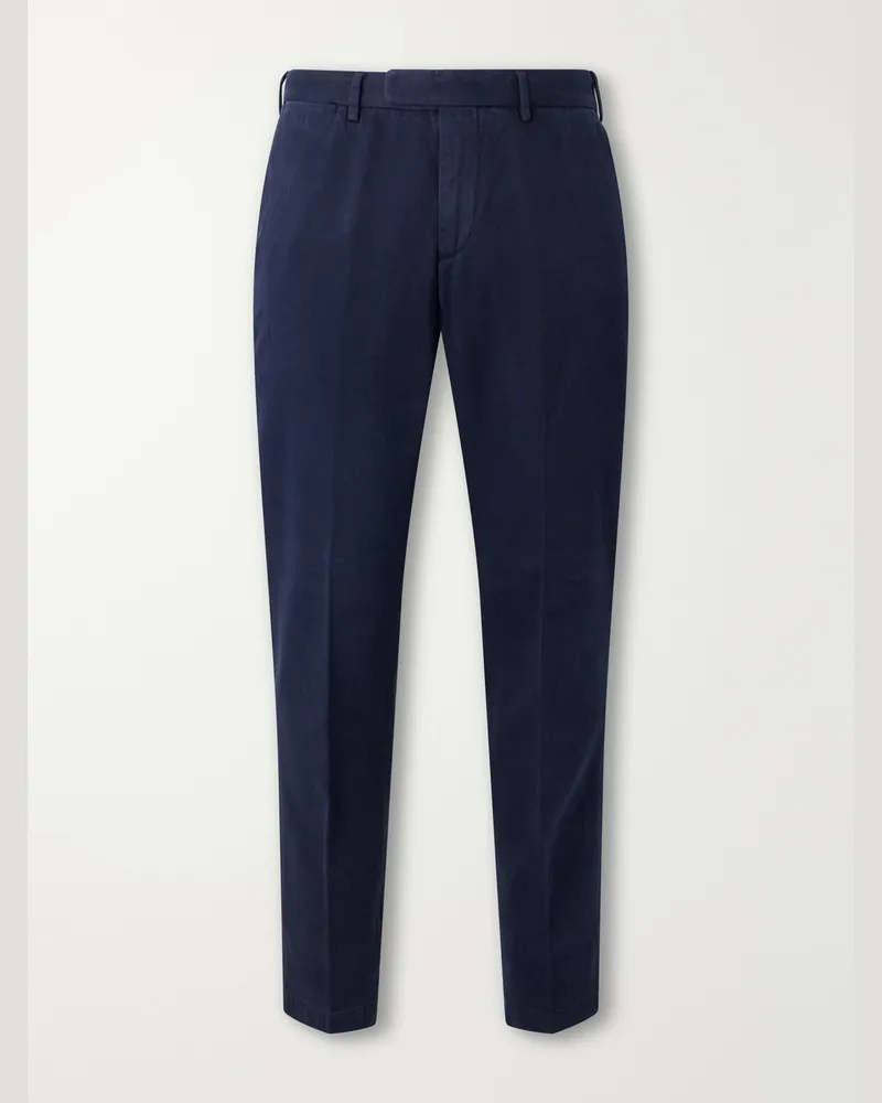 Thom Sweeney Straight-Leg Cotton-Twill Trousers Blue