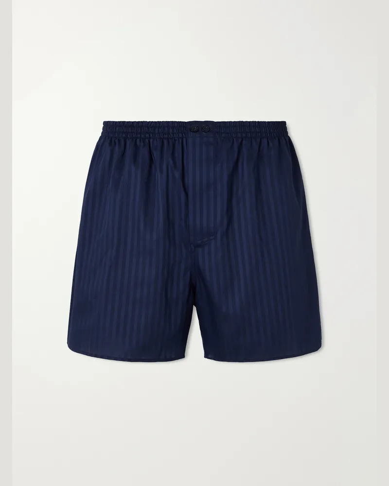 Zimmerli Striped Cotton Boxer Shorts Blue