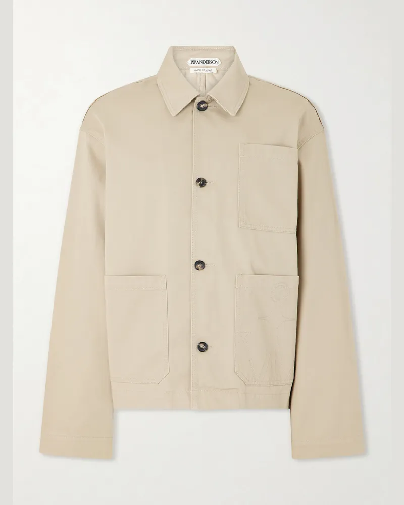 J.W.Anderson Logo-Embroidered Cotton-Twill Jacket Neutrals