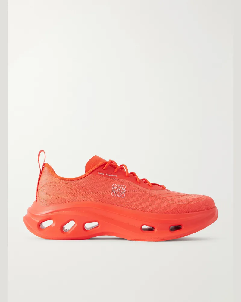Loewe On Cloudtilt Rubber-Trimmed Mesh Sneakers Orange