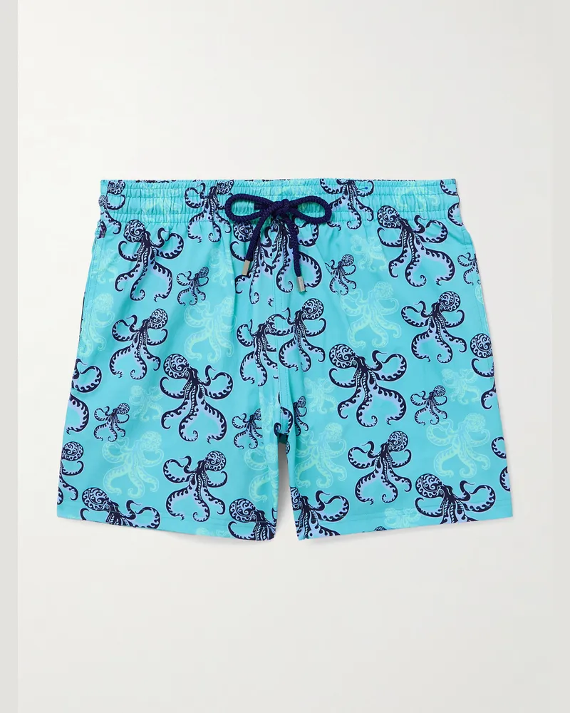 Vilebrequin Moorise gerade geschnittene mittellange Badeshorts mit Print Blau