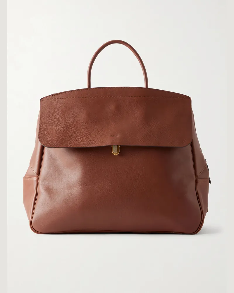 Bleu de Chauffe Zoom Full-Grain Leather Weekend Bag Brown
