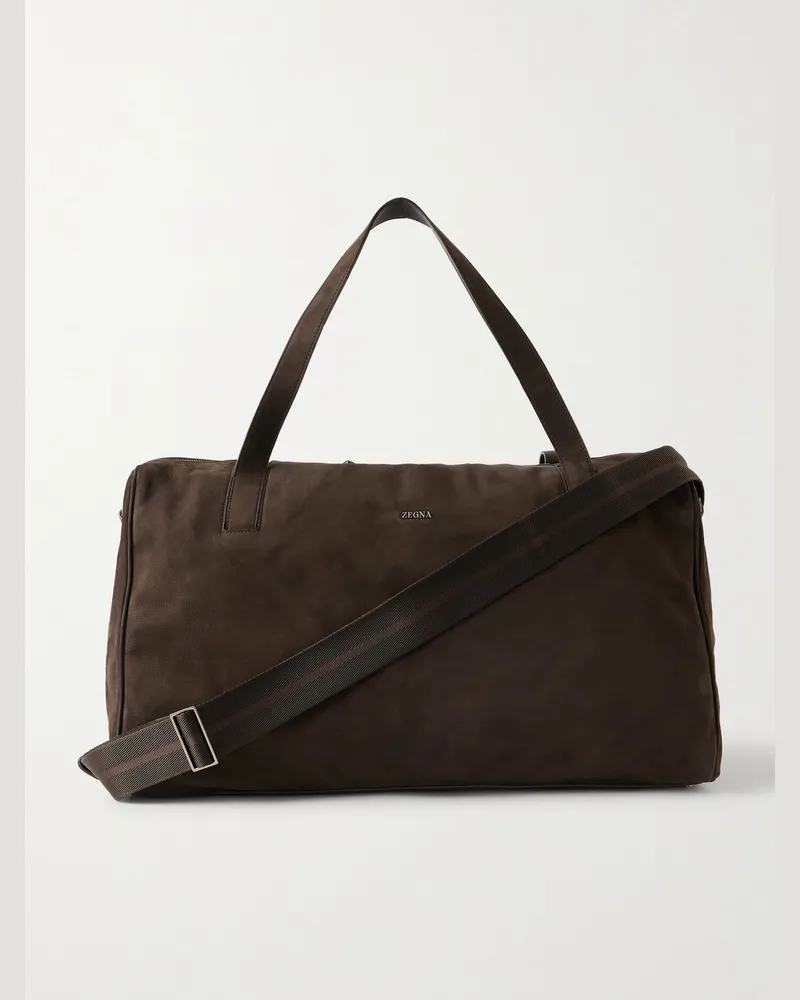 Ermenegildo Zegna SECONDSKIN Weekender aus Veloursleder Braun