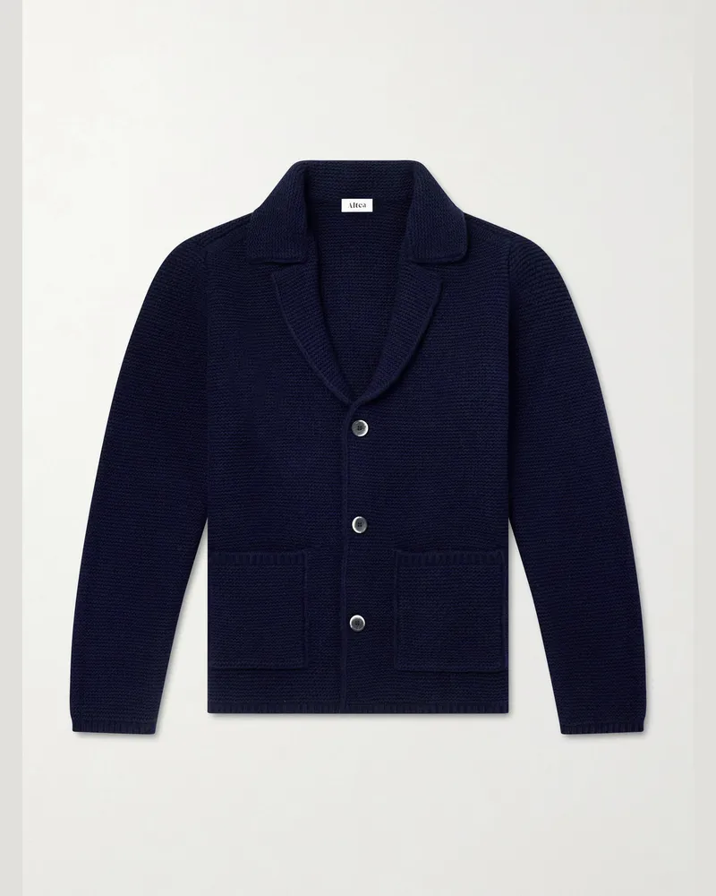 Altea Knitted Virgin Wool Blazer Blue