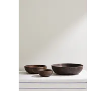 Set aus drei Schalen aus Walnussholz