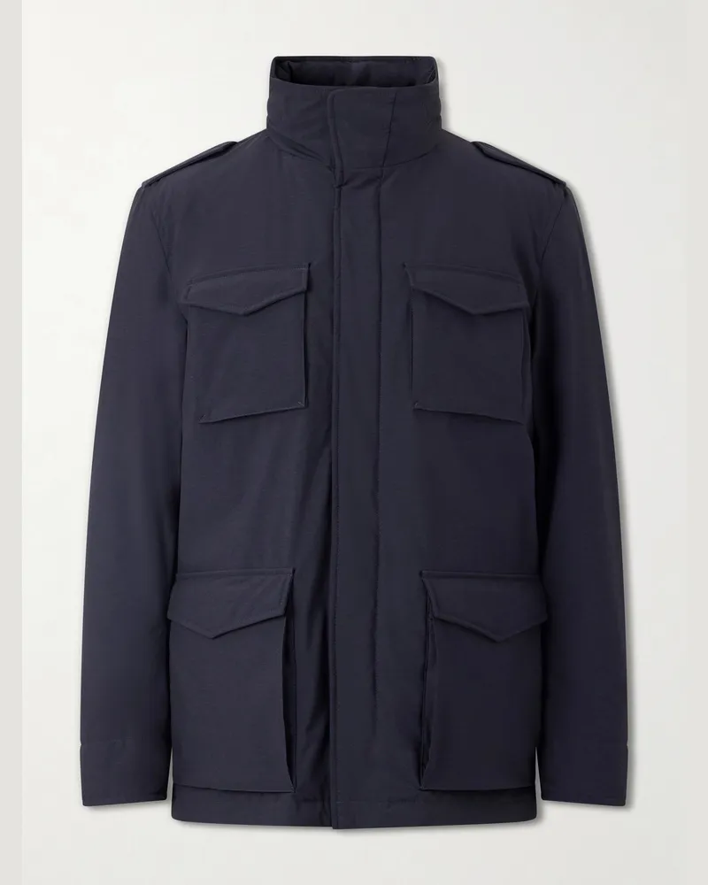 Herno Four Pockets Woven Jacket Blue