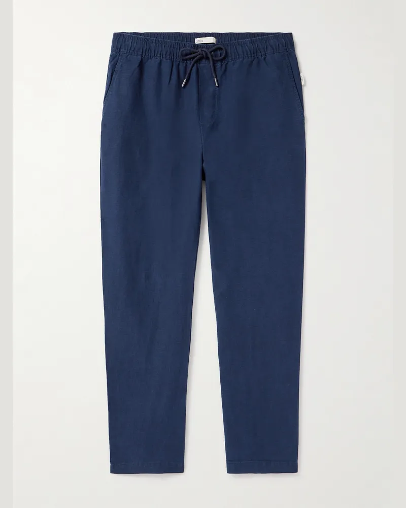 Onia Air gerade geschnittene Hose aus einer Leinen-Lyocell-Mischung mit Kordelzugbund Blau