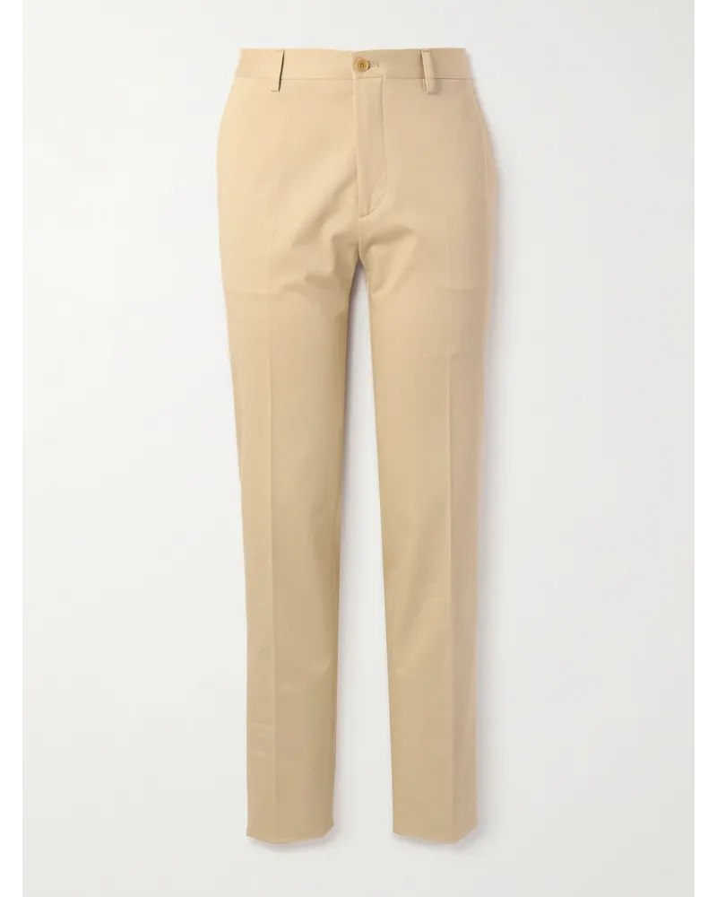 Etro Schmal geschnittene Hose aus Gabardine aus einer Baumwollmischung Neutral