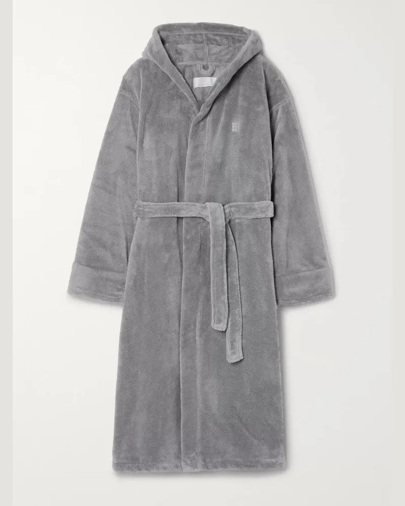 Soho Home Fleece Hooded Robe Gray