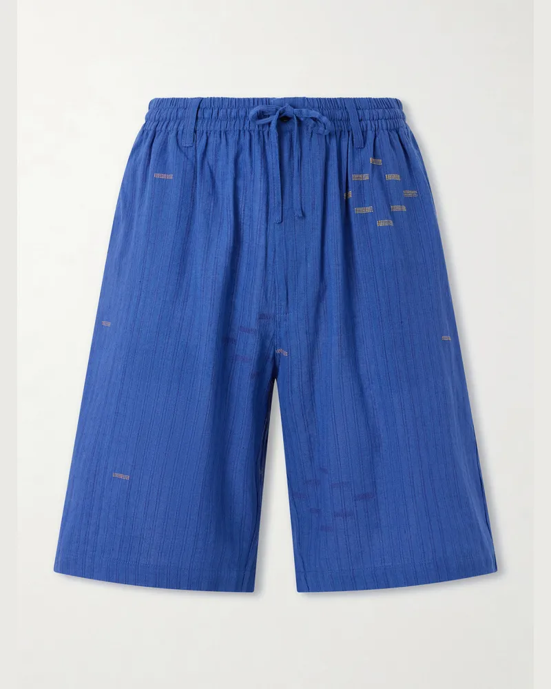 KARDO Milo Straight-Leg Cotton Drawstring Shorts Blue