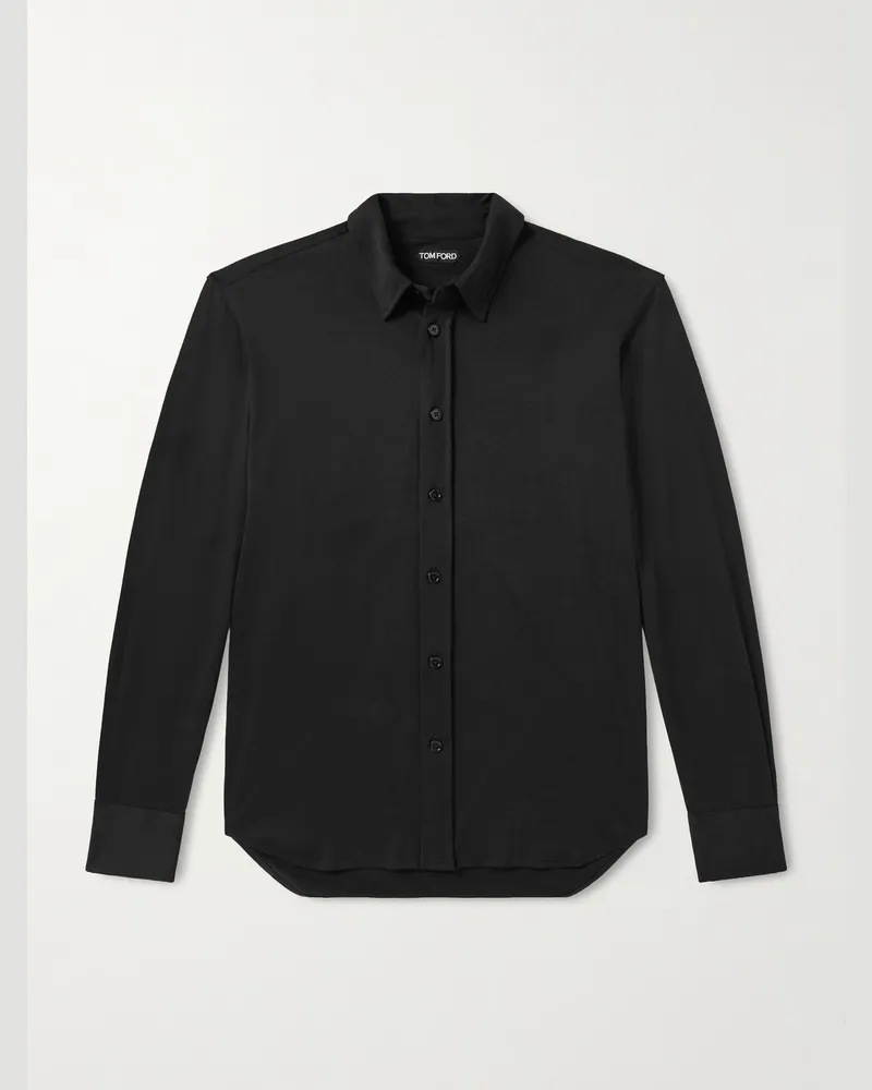 Tom Ford Hemd aus Jersey aus einer Seiden-Baumwollmischung Schwarz