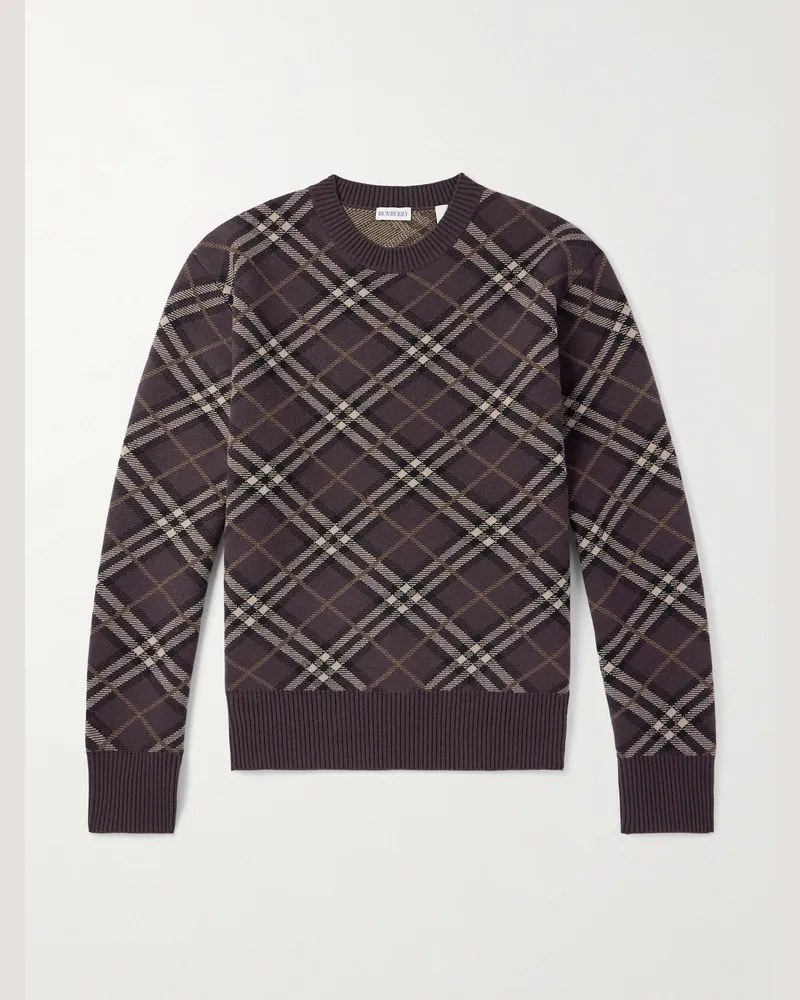 Burberry Gregory karierter Pullover aus einer Wollmischung Braun