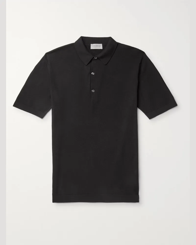 John Smedley Roth schmal geschnittenes Polohemd aus Piqué aus Sea-Island-Baumwolle Schwarz