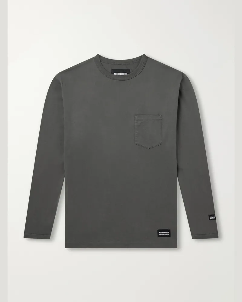 Neighborhood Logo-Appliquéd Cotton-Jersey T-Shirt Green