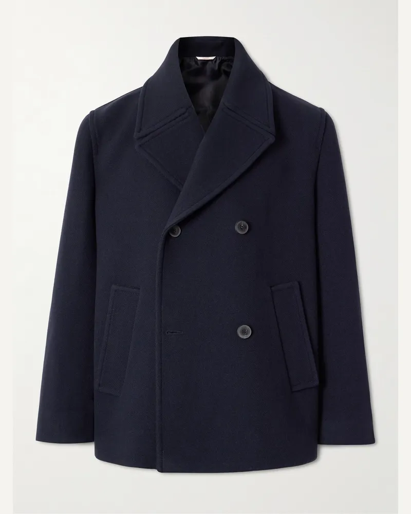 Valentino Garavani Doppelreihiger Peacoat aus Woll-Twill Blau