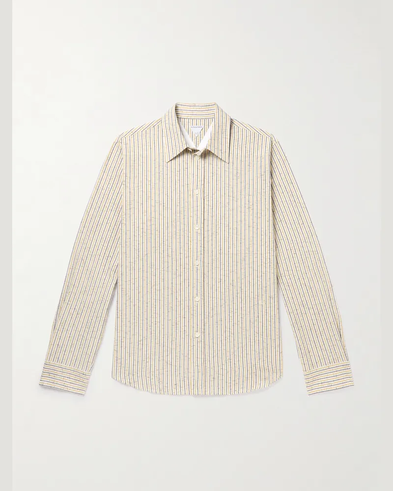Bottega Veneta Gestreiftes Hemd aus einer strukturierten Baumwollmischung Neutral