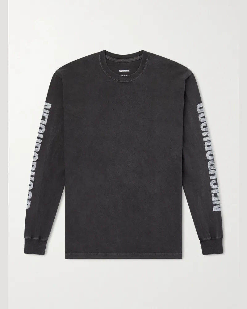 Neighborhood Logo-Print Cotton-Jersey T-Shirt Black