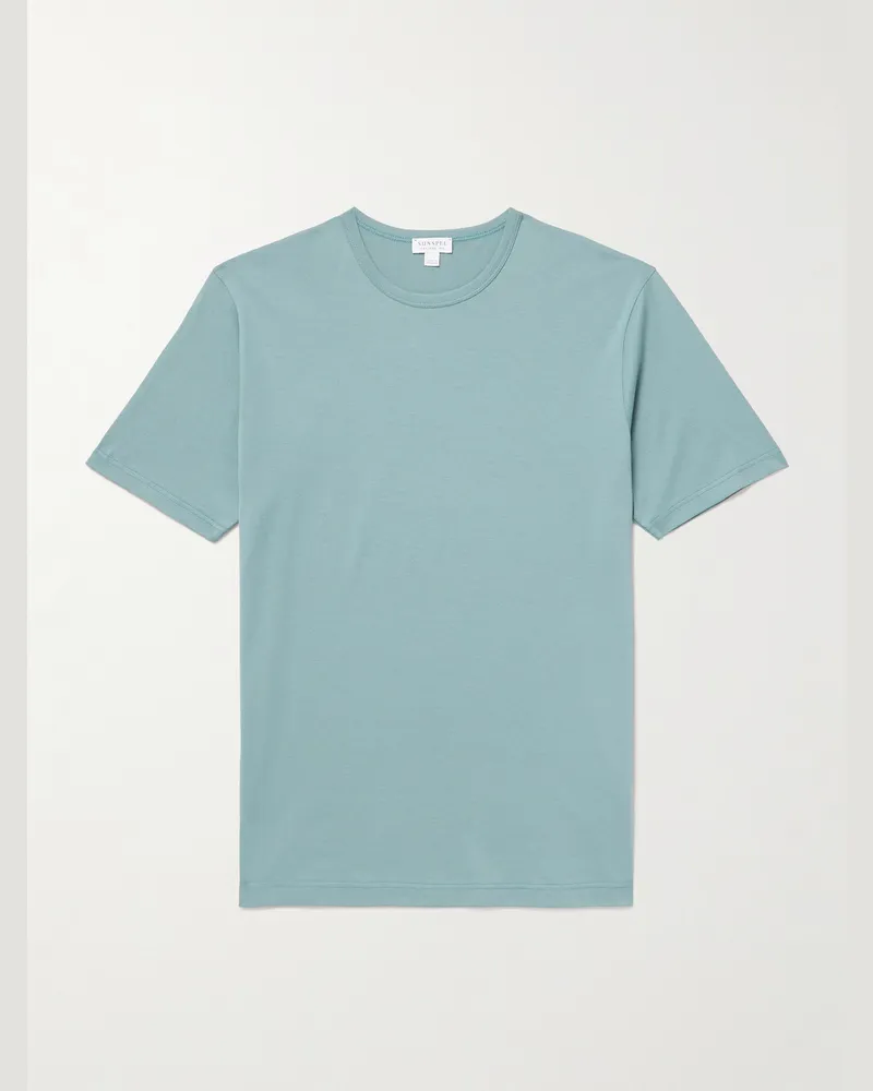 Sunspel Slim-Fit Supima Cotton-Jersey T-Shirt Blue
